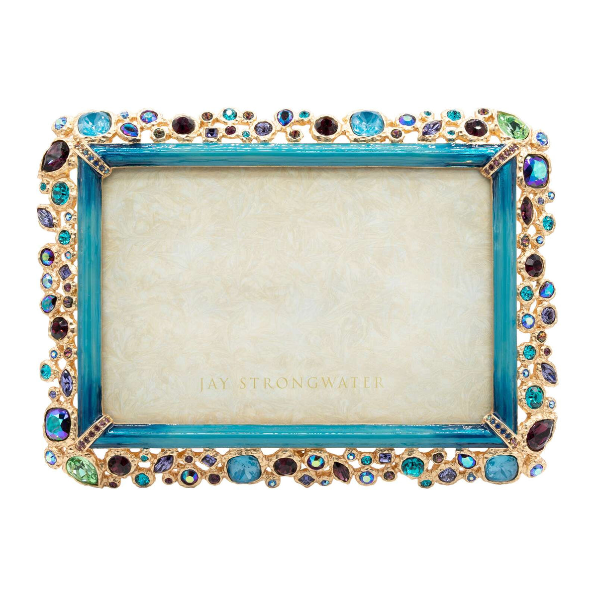 Jay Strongwater Emery Bejeweled 4" X 6" Frame - Peacock, alternate view