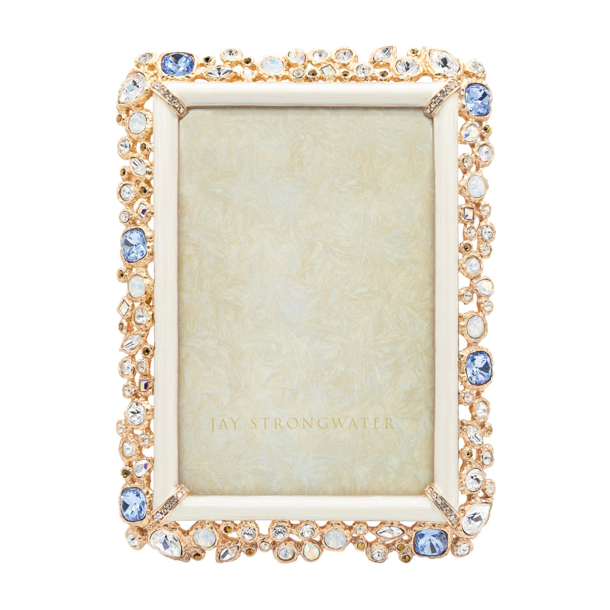 Jay Strongwater Emery Bejeweled 4" X 6" Frame - White Opal
