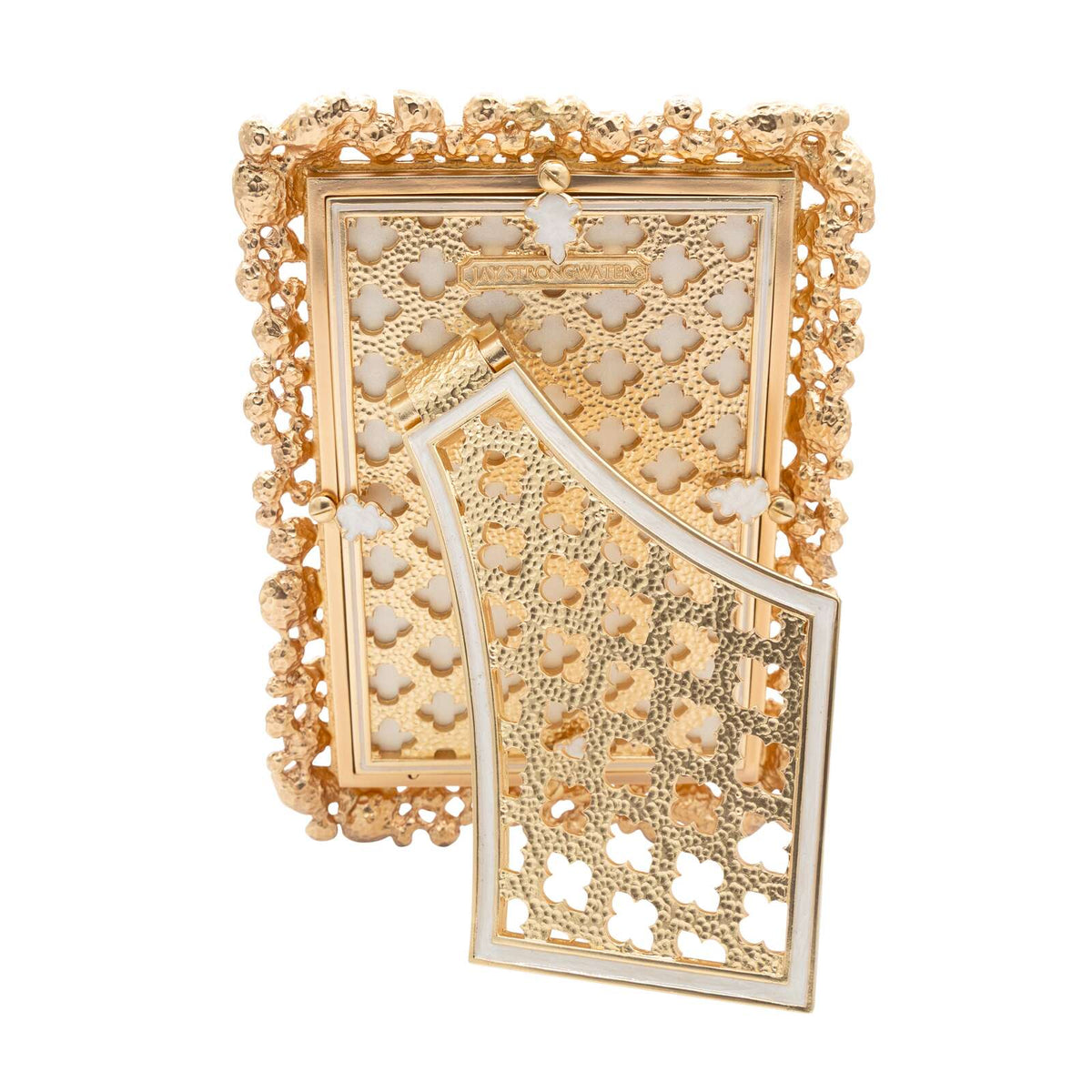 Jay Strongwater Emery Bejeweled 4" X 6" Frame - White Opal, alternate view