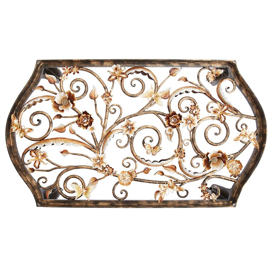 Jay Strongwater Everett Floral & Scroll Coffee Table Golden, alternate view