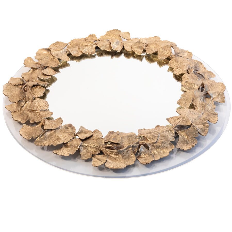 Jay Strongwater Everly Ginkgo Mirror - 18" Round, alternate view