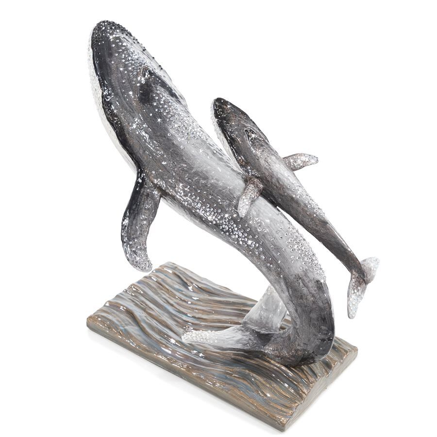 Jay Strongwater Finn Whale and Calf Figurine, alternate view