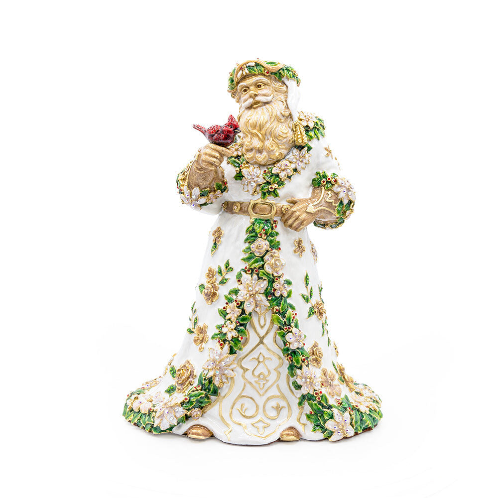 Jay Strongwater Floral Santa Claus Statue - Golden Figurine
