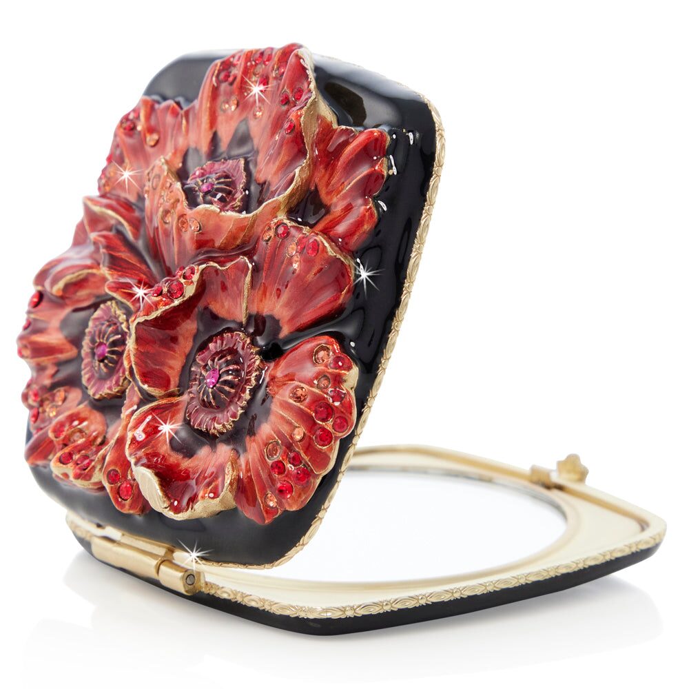 Jay Strongwater Freya Poppy Compact Handheld Mirror, alternate view