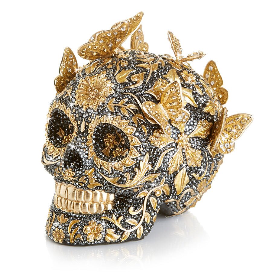 Jay Strongwater Frida Pavé Skull with Butterflies Figurine, alternate view
