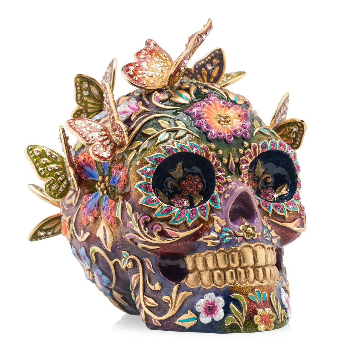 Jay Strongwater Frida Skull with Butterflies Figurine, alternate view
