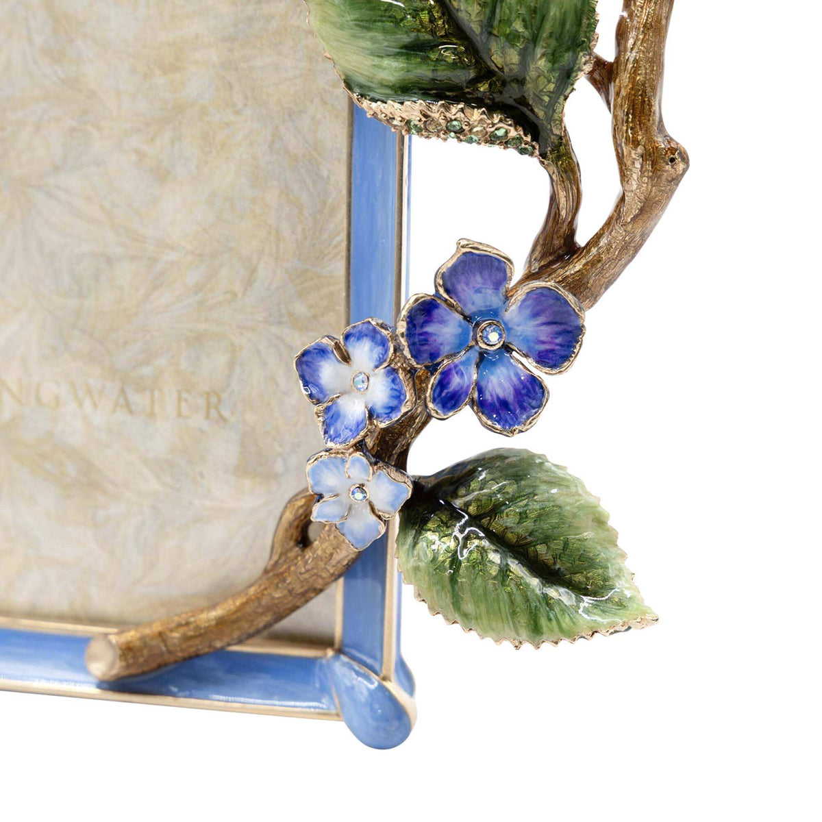 Jay Strongwater Gail Hydrangea 5”x7" Frame - Blue, alternate view