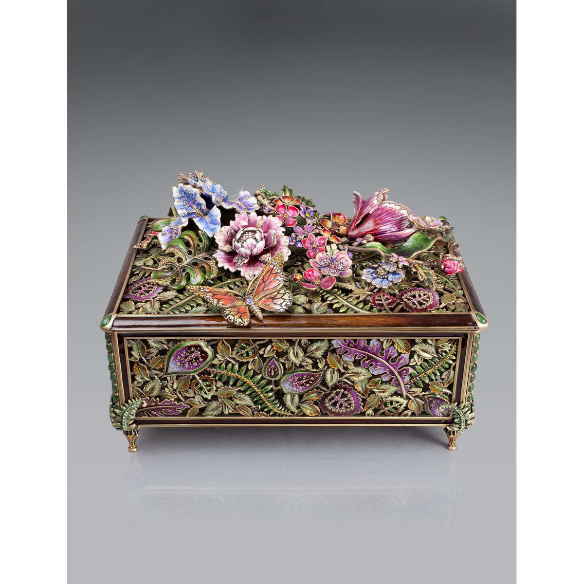 Jay Strongwater Genevieve Grand Floral Chest Flora & Fauna Decorative Box, alternate view