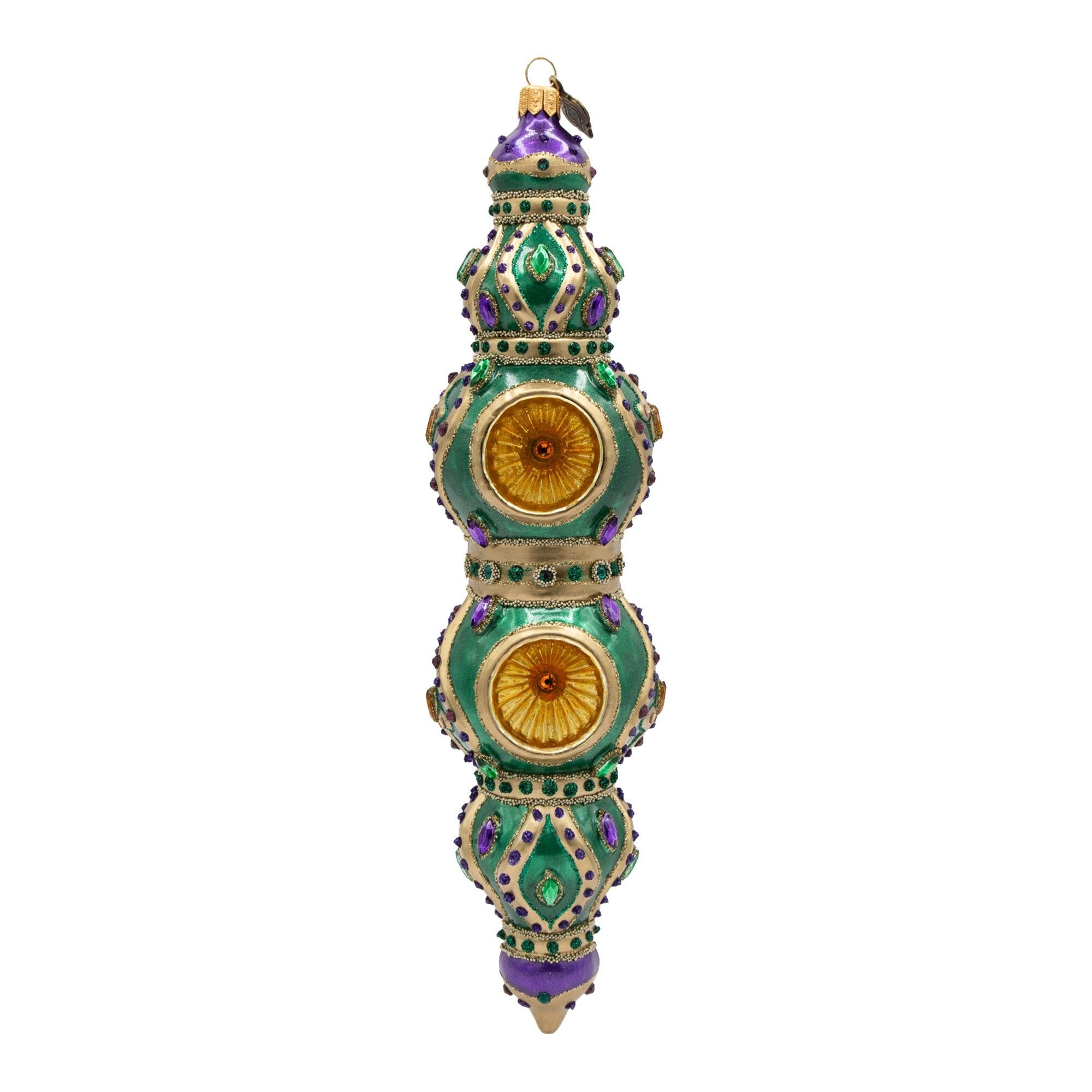 Jay Strongwater Jewel Icicle Ornament Green and Purple Ornament
