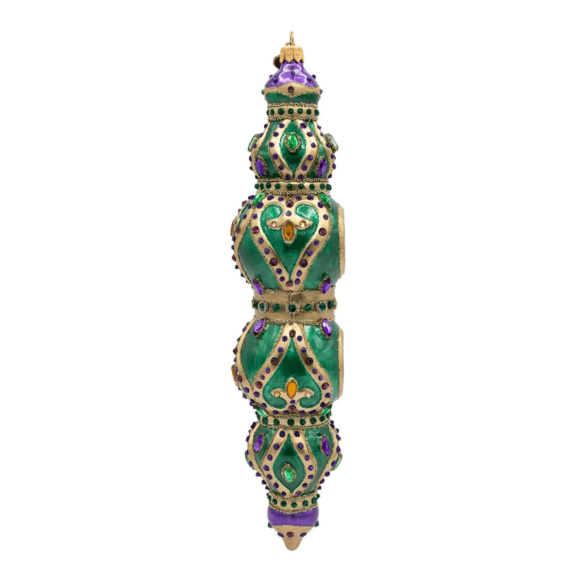 Jay Strongwater Jewel Icicle Ornament Green and Purple Ornament, alternate view