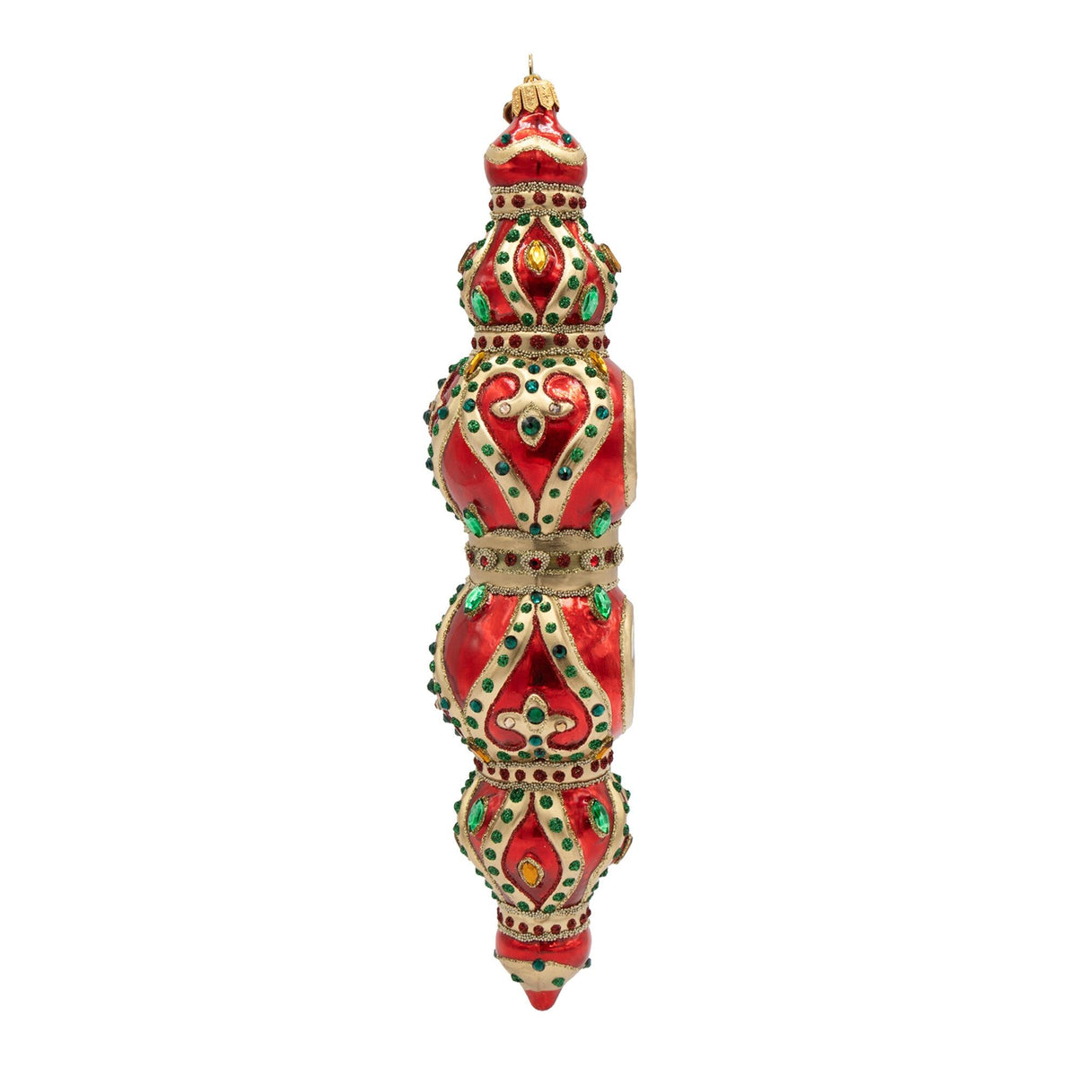 Jay Strongwater Jewel Icicle Ornament Red and Gold Ornament, alternate view