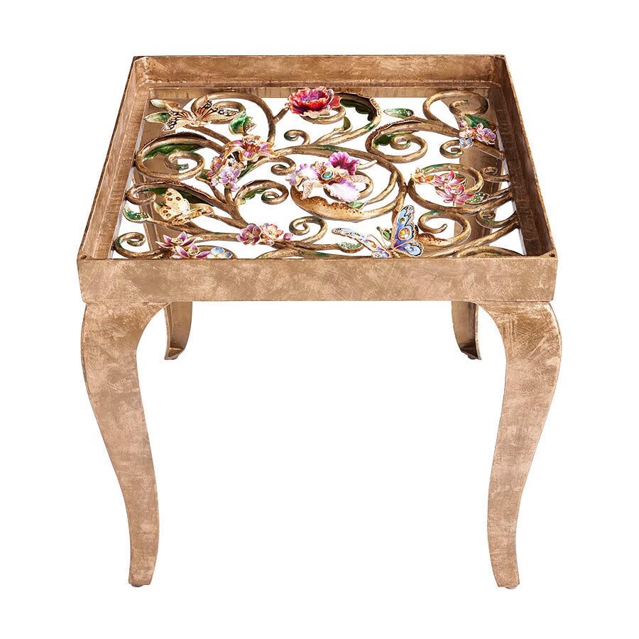 Jay Strongwater Josephine Floral Side Table, alternate view