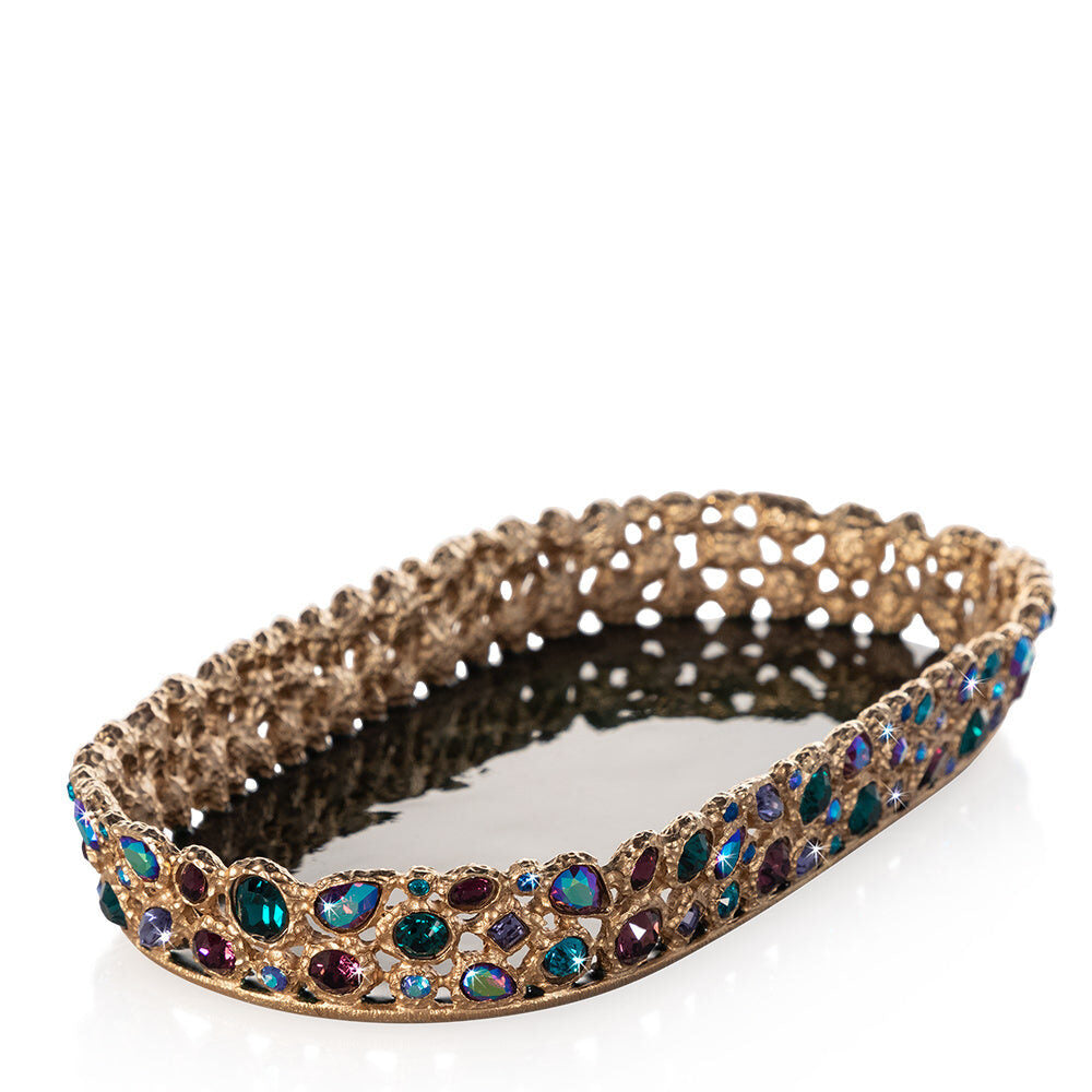 Jay Strongwater Julius Bejeweled Tray - Peacock