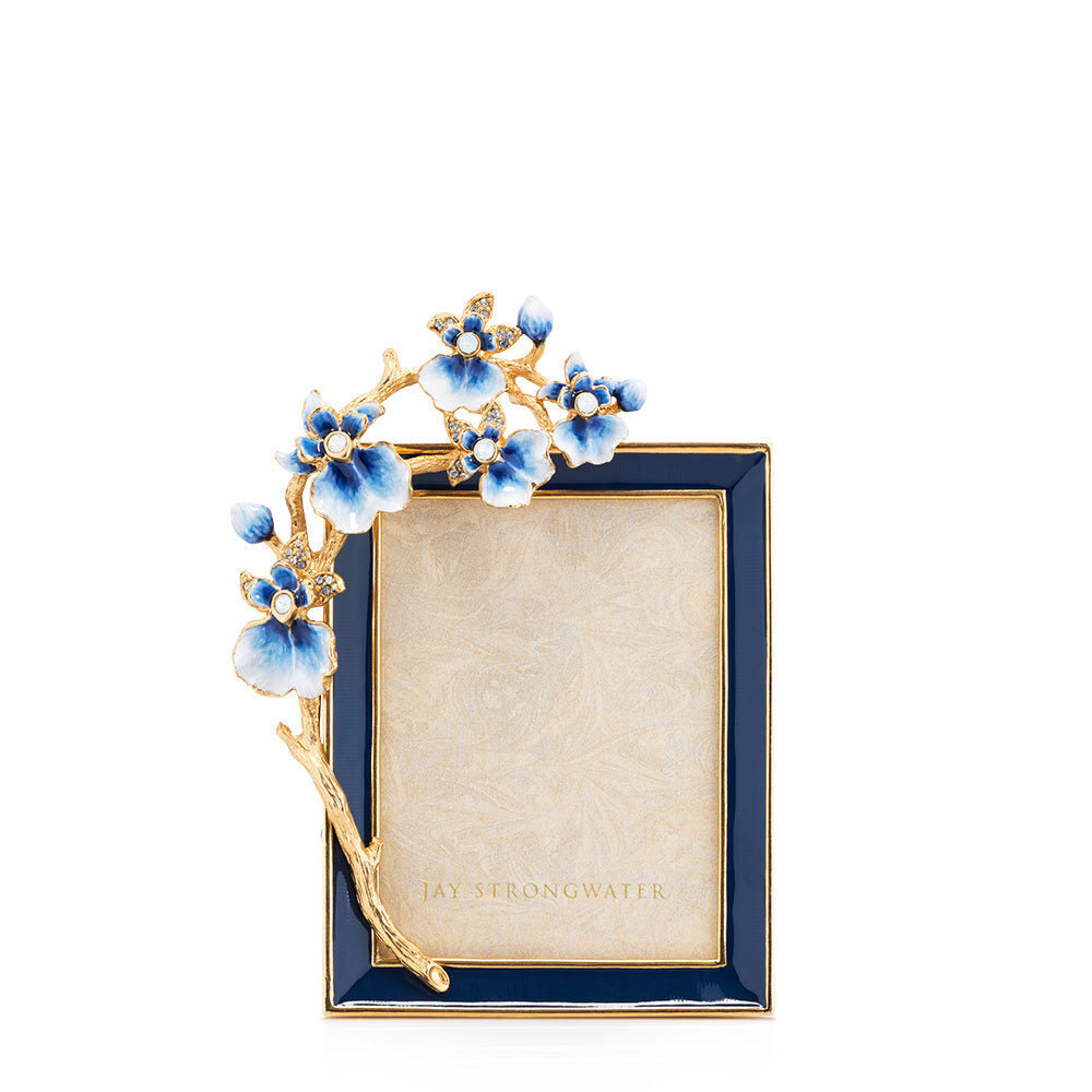 Jay Strongwater Kelsey Orchid 3" X 4" Frame - Delft Garden