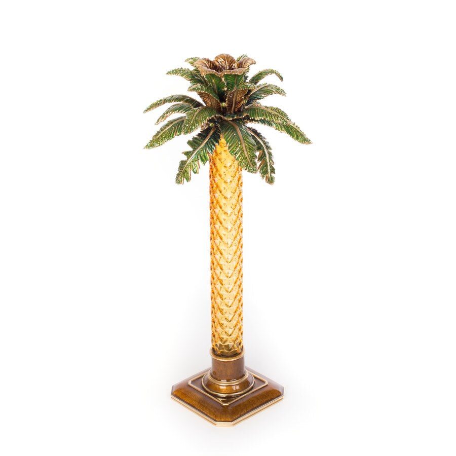 Jay Strongwater Kiana Palm Leaf Jeweled Glass Candlestick Candlestick Holder, alternate view