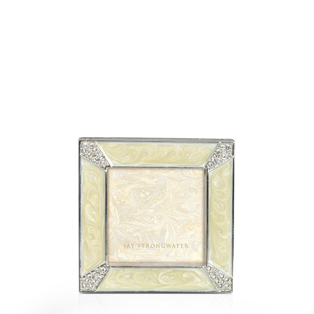 Jay Strongwater Leland Pavé Corner 2" Frame - Crystal Pearl