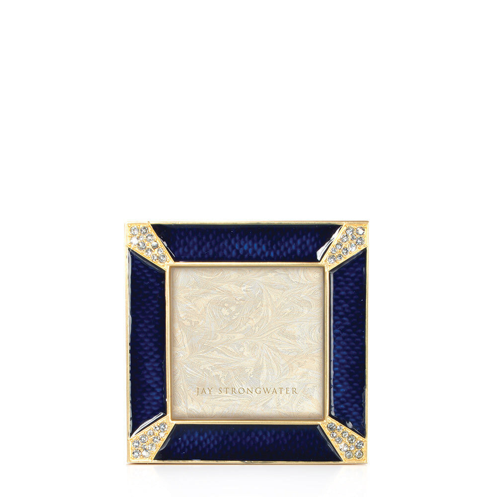 Jay Strongwater Leland Pavé Corner 2" Frame - Delft Garden
