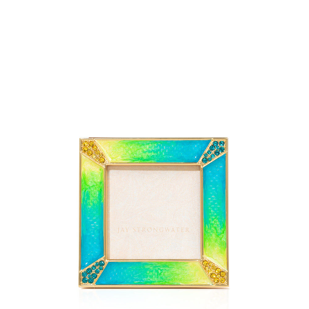 Jay Strongwater Leland Pavé Corner 2" Frame - Electric Green