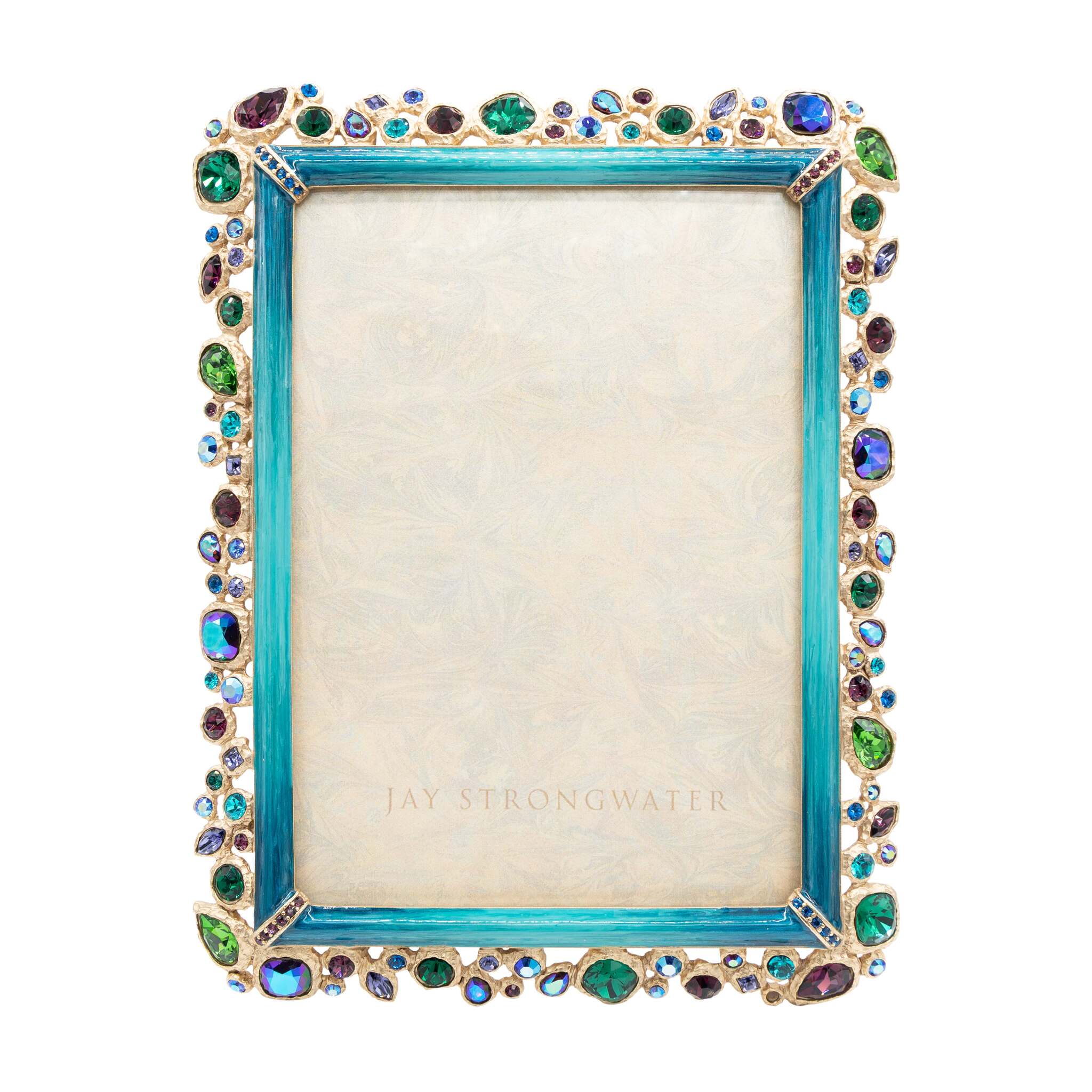 Jay Strongwater Leslie Bejeweled 5" X 7" Frame - Peacock