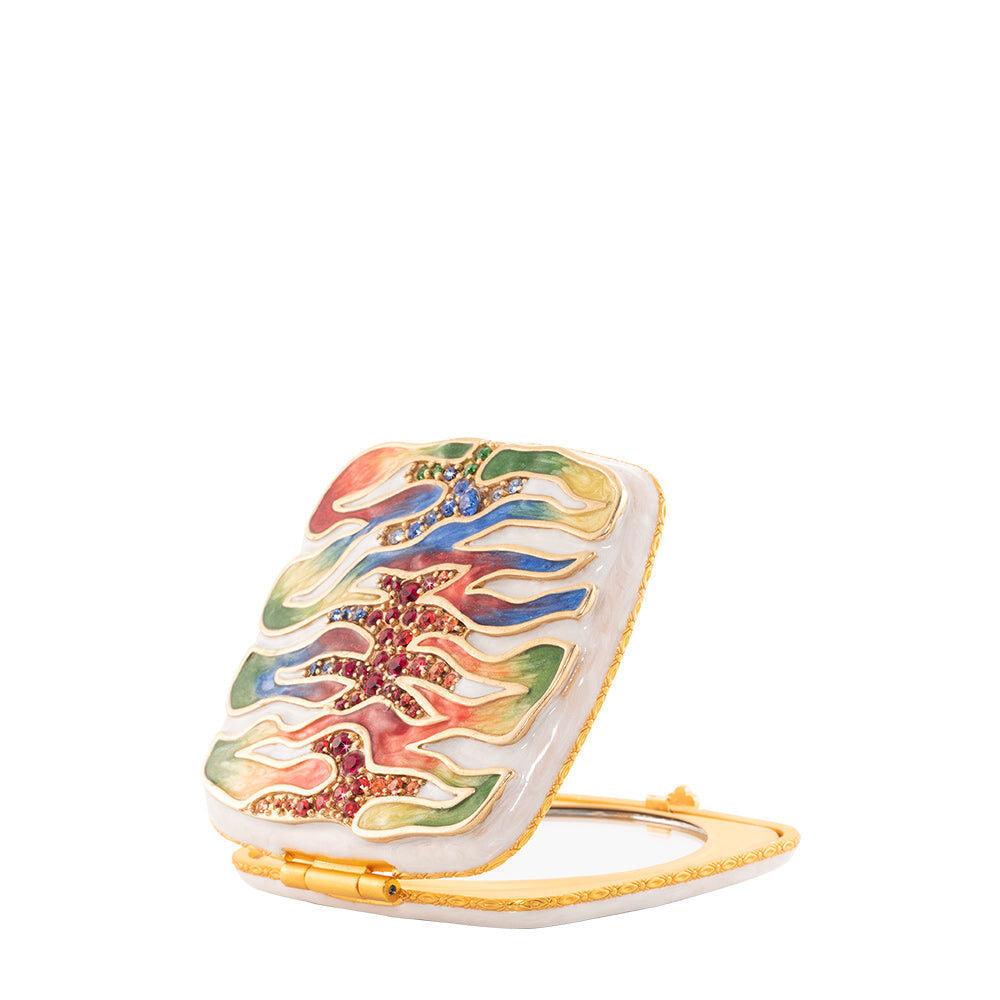Jay Strongwater Lia Rainbow Zebra Compact Handheld Mirror