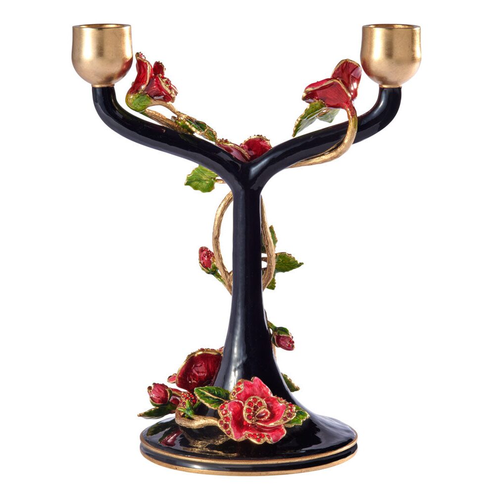 Jay Strongwater Lisha Night Bloom Double Candlestick Candlestick Holder, alternate view