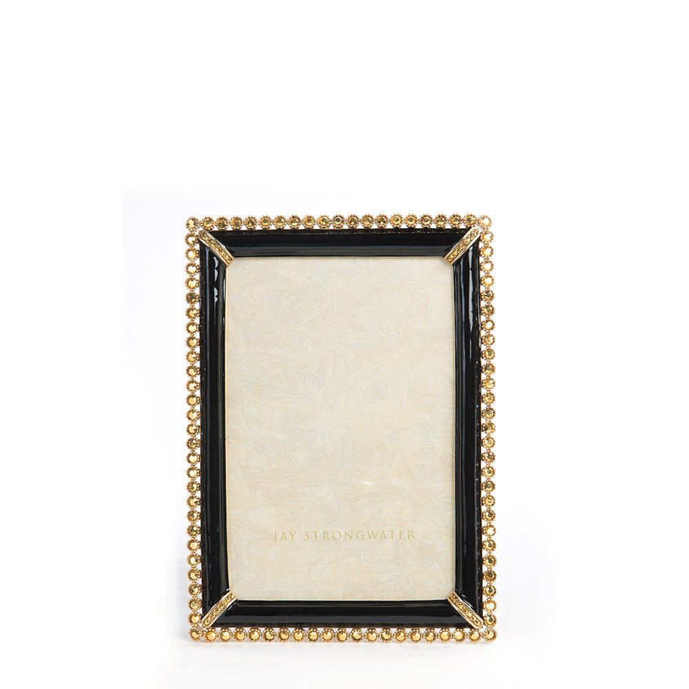 Jay Strongwater Lorraine Stone Edge 4" X 6" Frame - Black