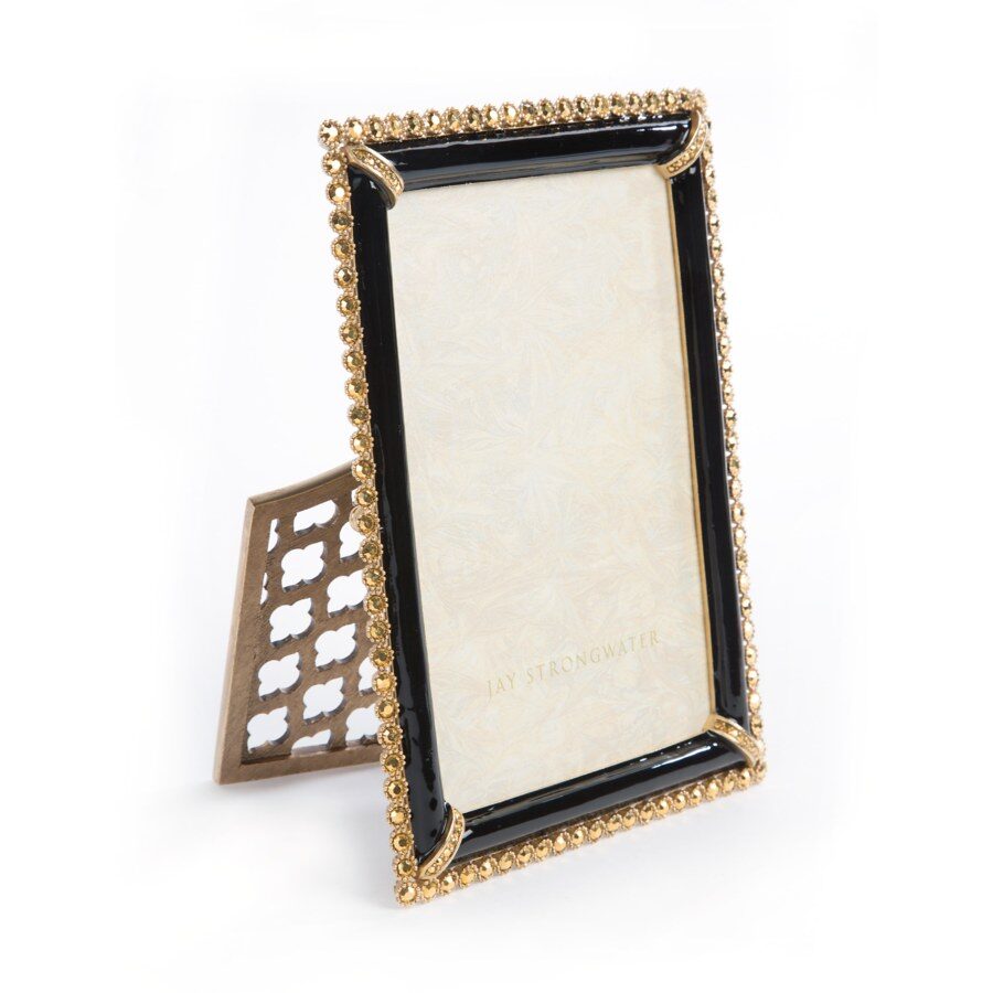 Jay Strongwater Lorraine Stone Edge 4" X 6" Frame - Black, alternate view