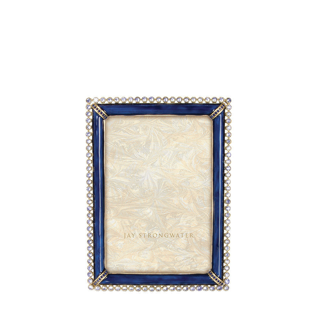 Jay Strongwater Lorraine Stone Edge 4" X 6" Frame - Delft Garden