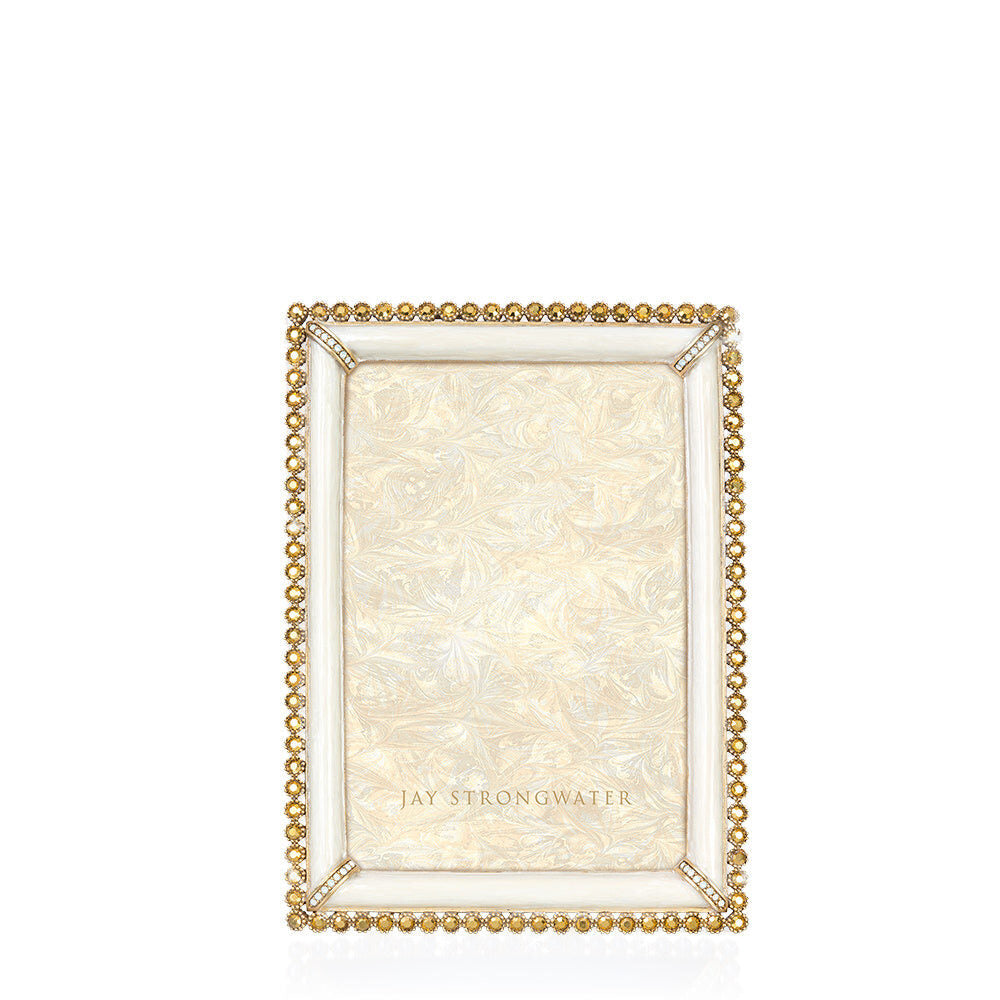 Jay Strongwater Lorraine Stone Edge 4" X 6" Frame - Gold