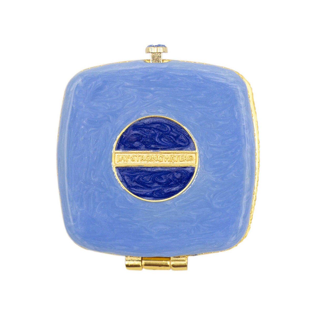 Jay Strongwater Luella 2” Square Jeweled Compact – Flora & Fauna Handheld Mirror, alternate view