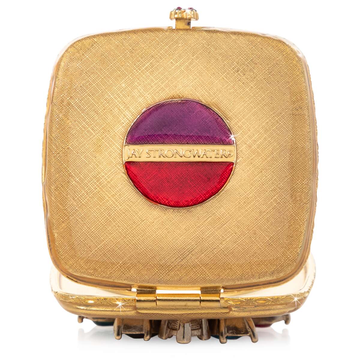 Jay Strongwater Luella Square Jeweled Compact Handheld Mirror, alternate view
