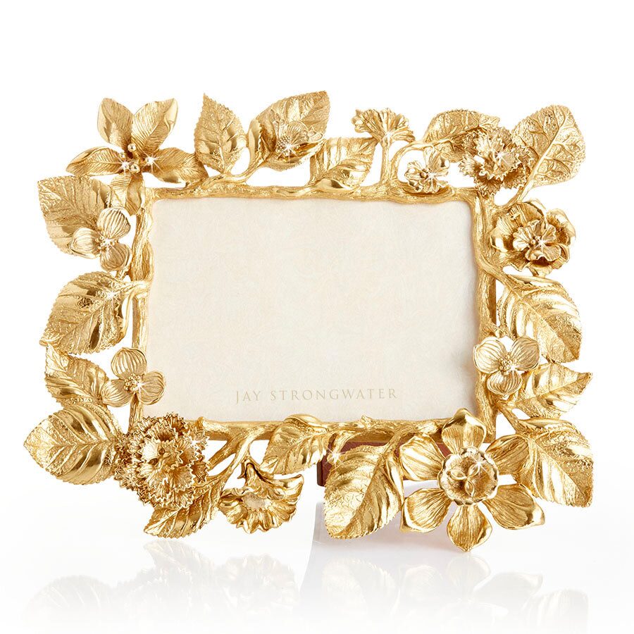 Jay Strongwater Maeve Dutch Floral 5" X 7" Frame - Gold, alternate view
