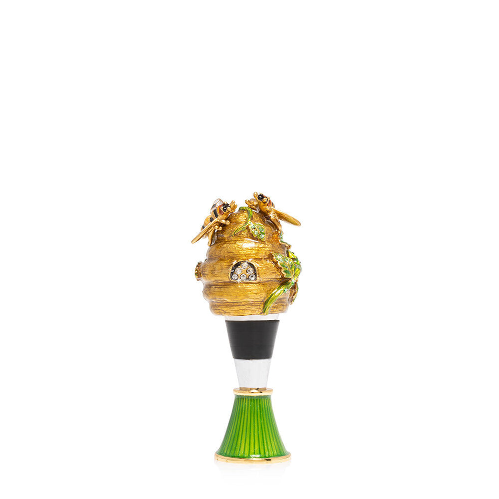 Jay Strongwater Mead Beehive Wine Stopper & Stand Bottle Stoppers & Saver