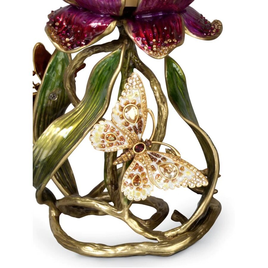Jay Strongwater Meredith Floral 9" Pillar Candle Holder Brocade Candleholder, alternate view