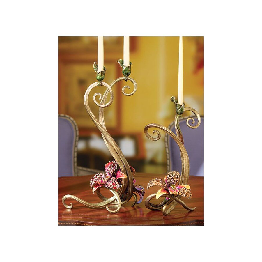 Jay Strongwater Mirabelle Orchid Single Candlestick - Flora Candlestick Holder, alternate view