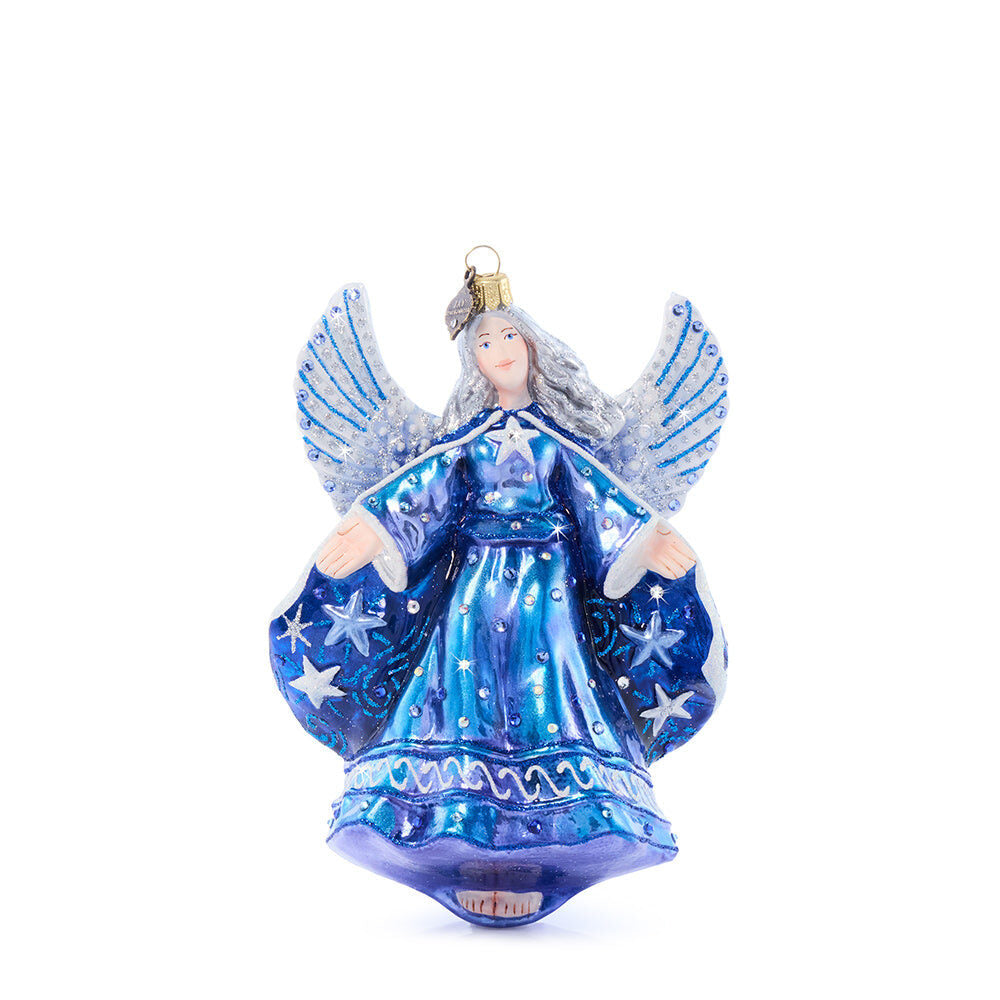 Jay Strongwater Night Angel Glass Ornament