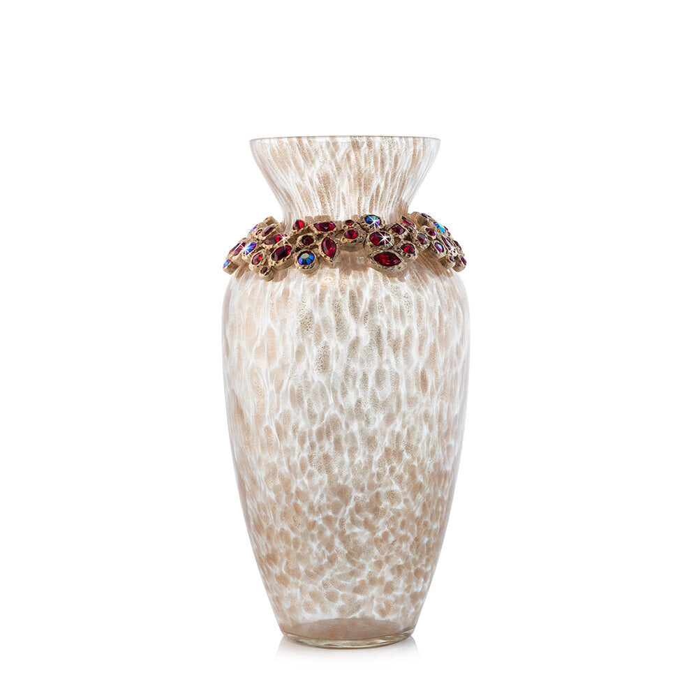 Jay Strongwater Norah Bejeweled Vase - Ruby
