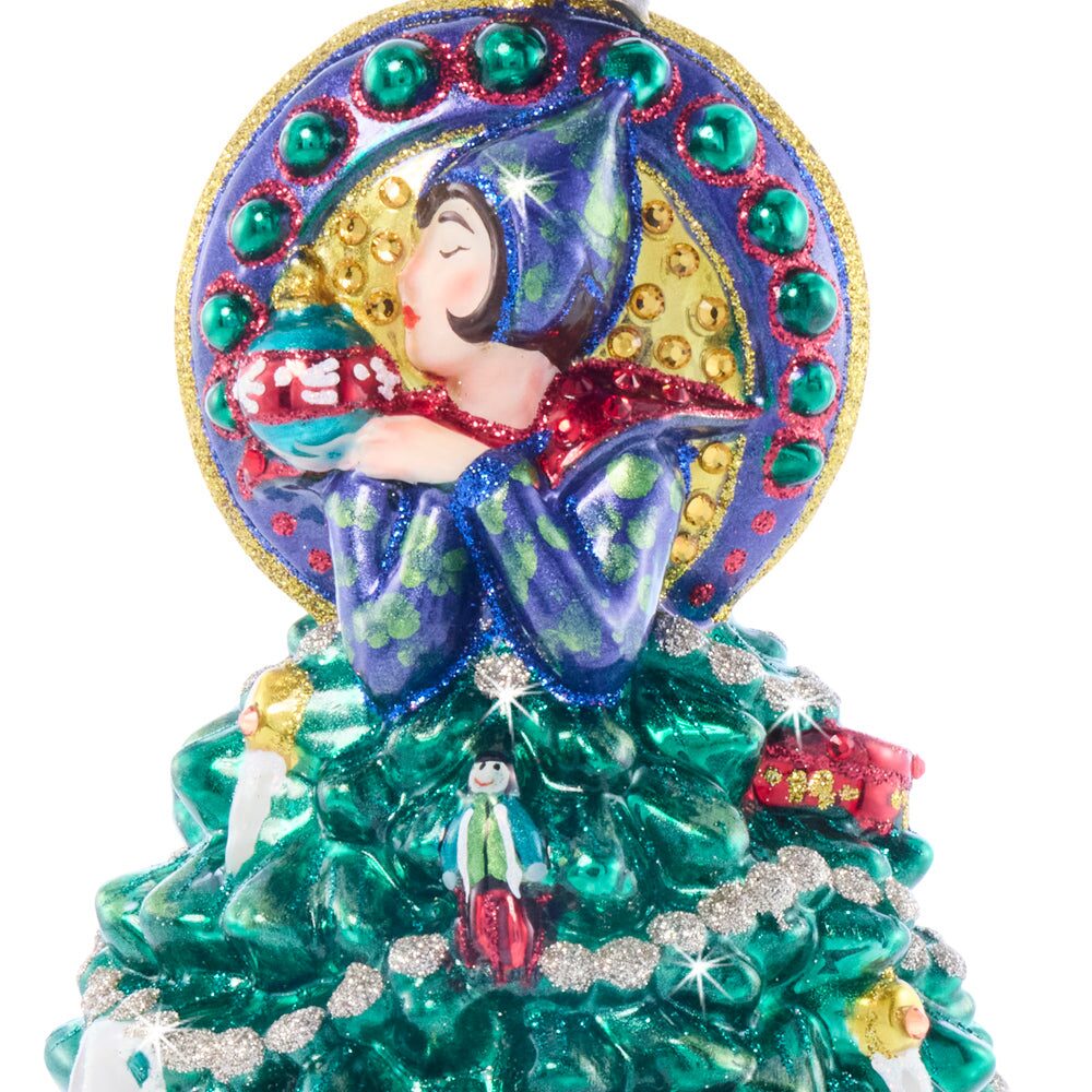 Jay Strongwater Nouveau Christmas Glass Ornament, detail view
