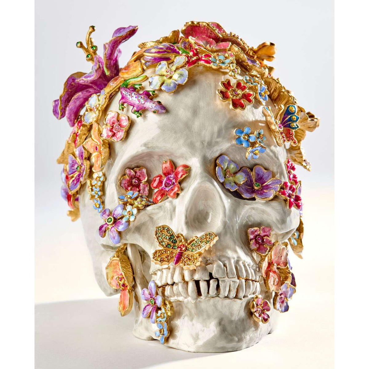 Jay Strongwater Oliver Skull & Flowers Figurine, alternate view