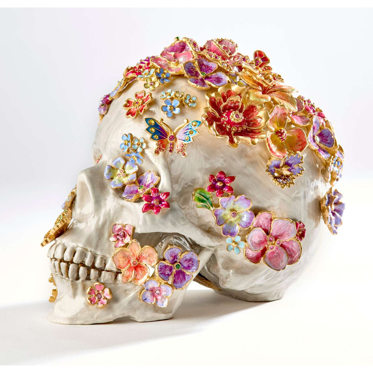 Jay Strongwater Oliver Skull & Flowers Figurine, alternate view
