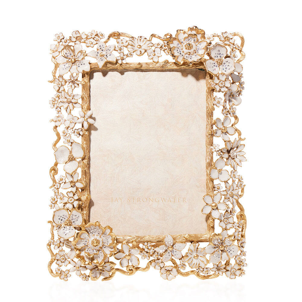 Jay Strongwater Ophelia 5" X 7" Frame - White Opal