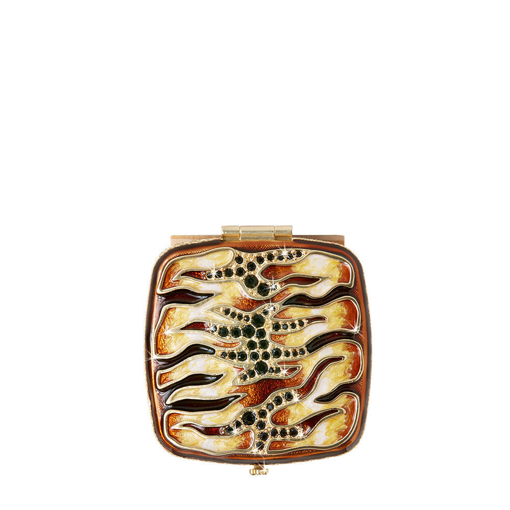 Jay Strongwater Pavel Tiger Striped Compact Handheld Mirror