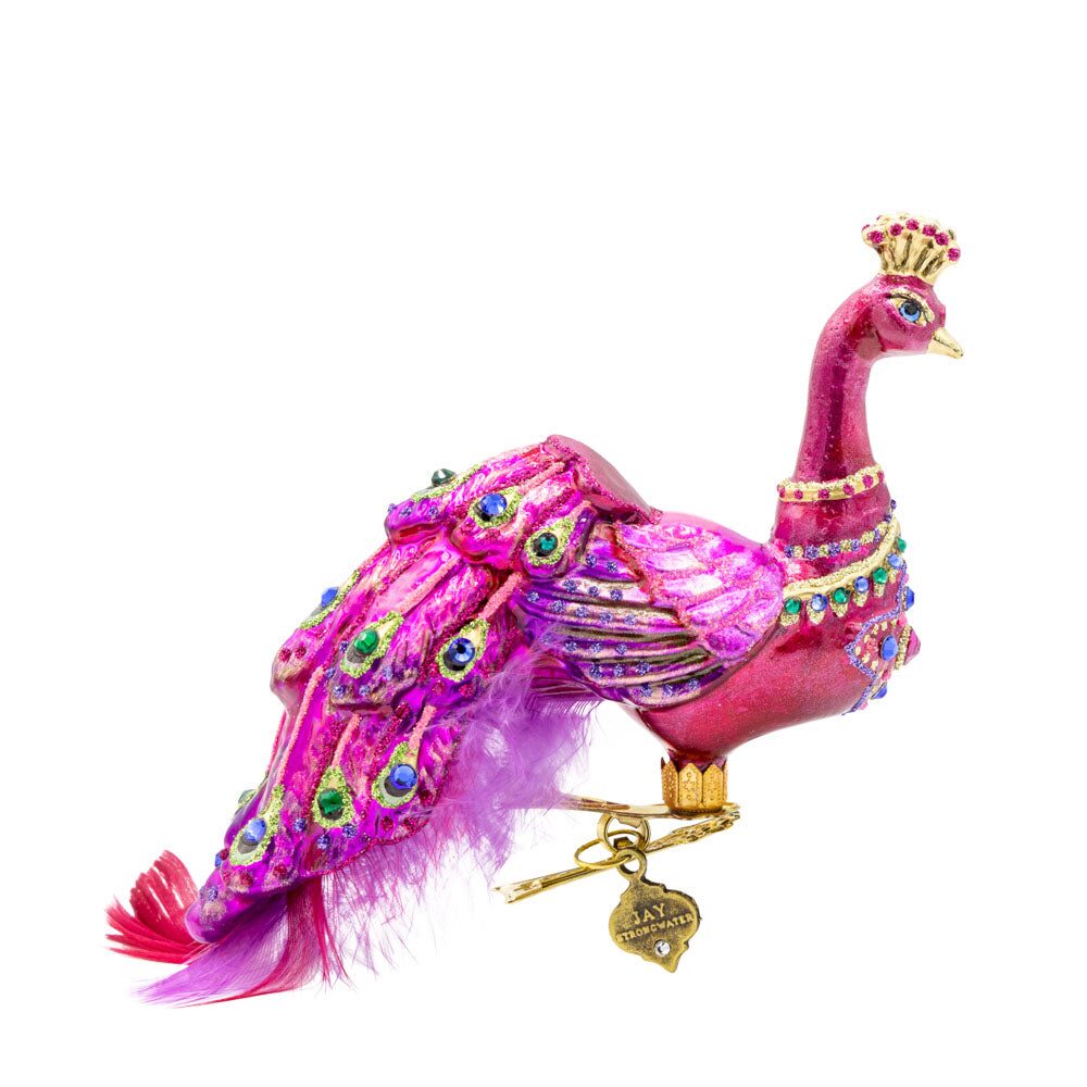 Jay Strongwater Peacock Ornament Clip - Bright Pink, alternate view