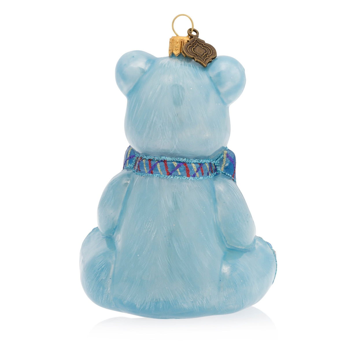 Jay Strongwater Personalized Baby's First Christmas Teddy Glass Ornament - Blue, alternate view