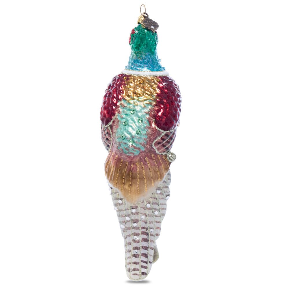 Jay Strongwater Pheasant Glass Ornament, alternate view