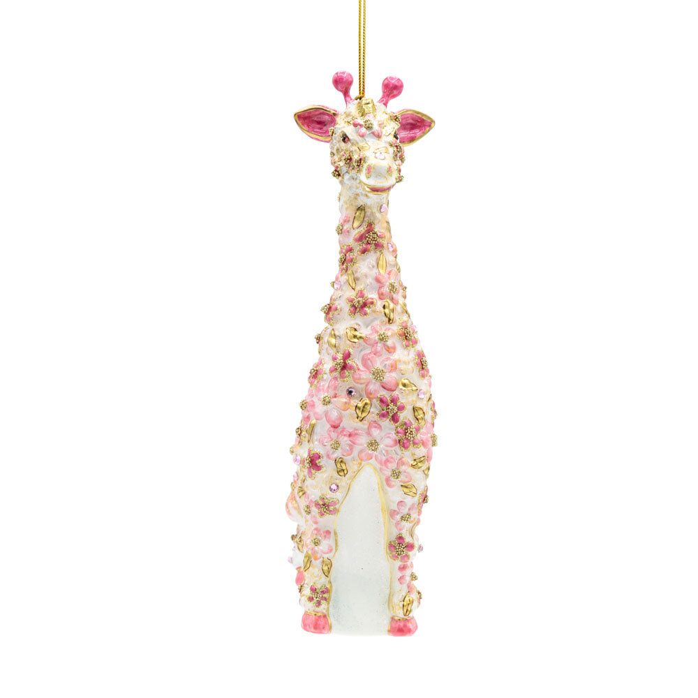 Jay Strongwater Pink Floral Giraffe Ornament, alternate view