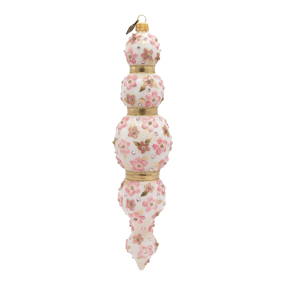 Jay Strongwater Pink Floral Icicle Ornament, alternate view