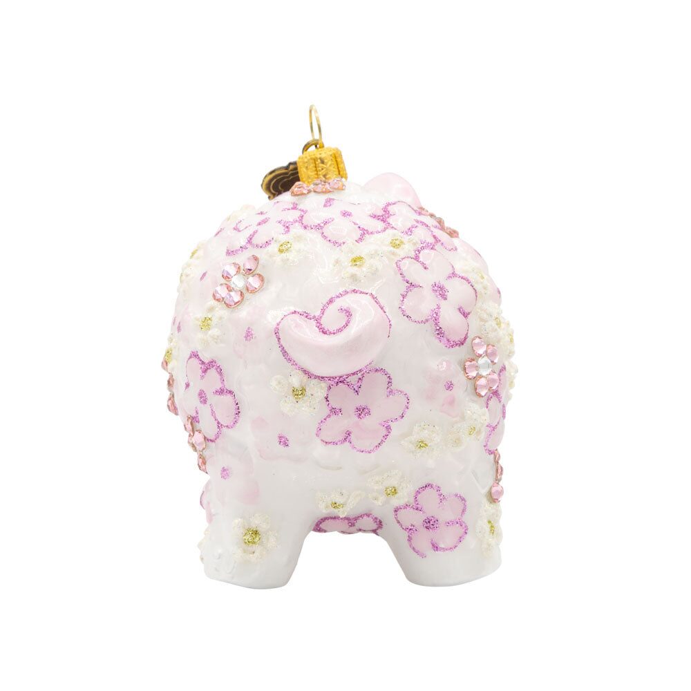 Jay Strongwater Pink Floral Piggy Ornament, alternate view