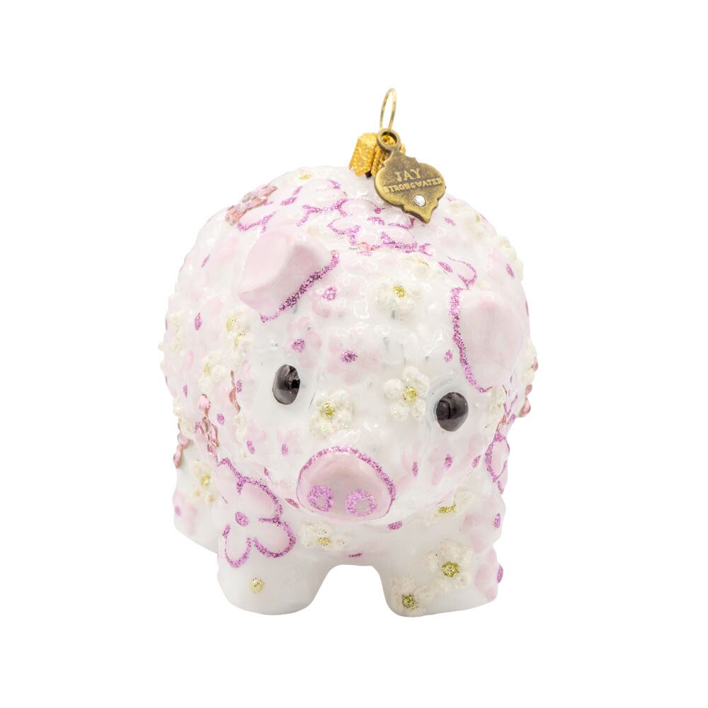 Jay Strongwater Pink Floral Piggy Ornament, alternate view