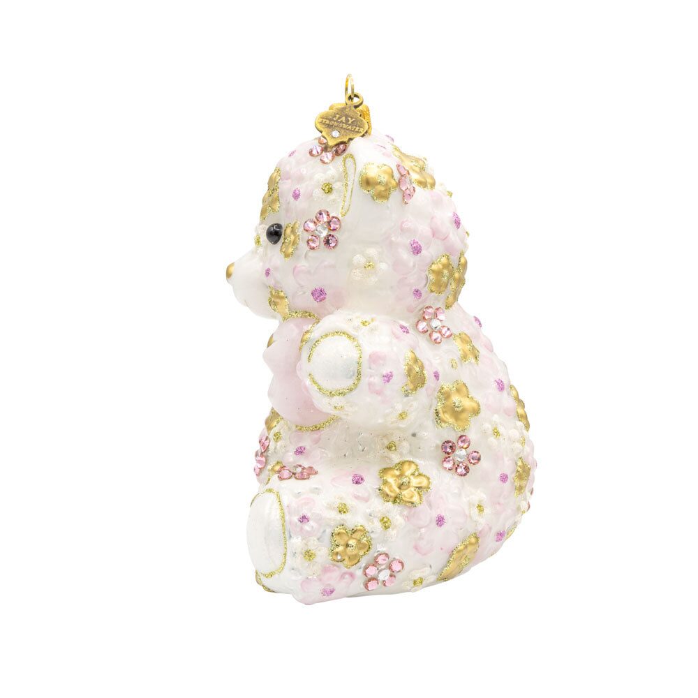 Jay Strongwater Pink Floral Teddy Ornament, alternate view